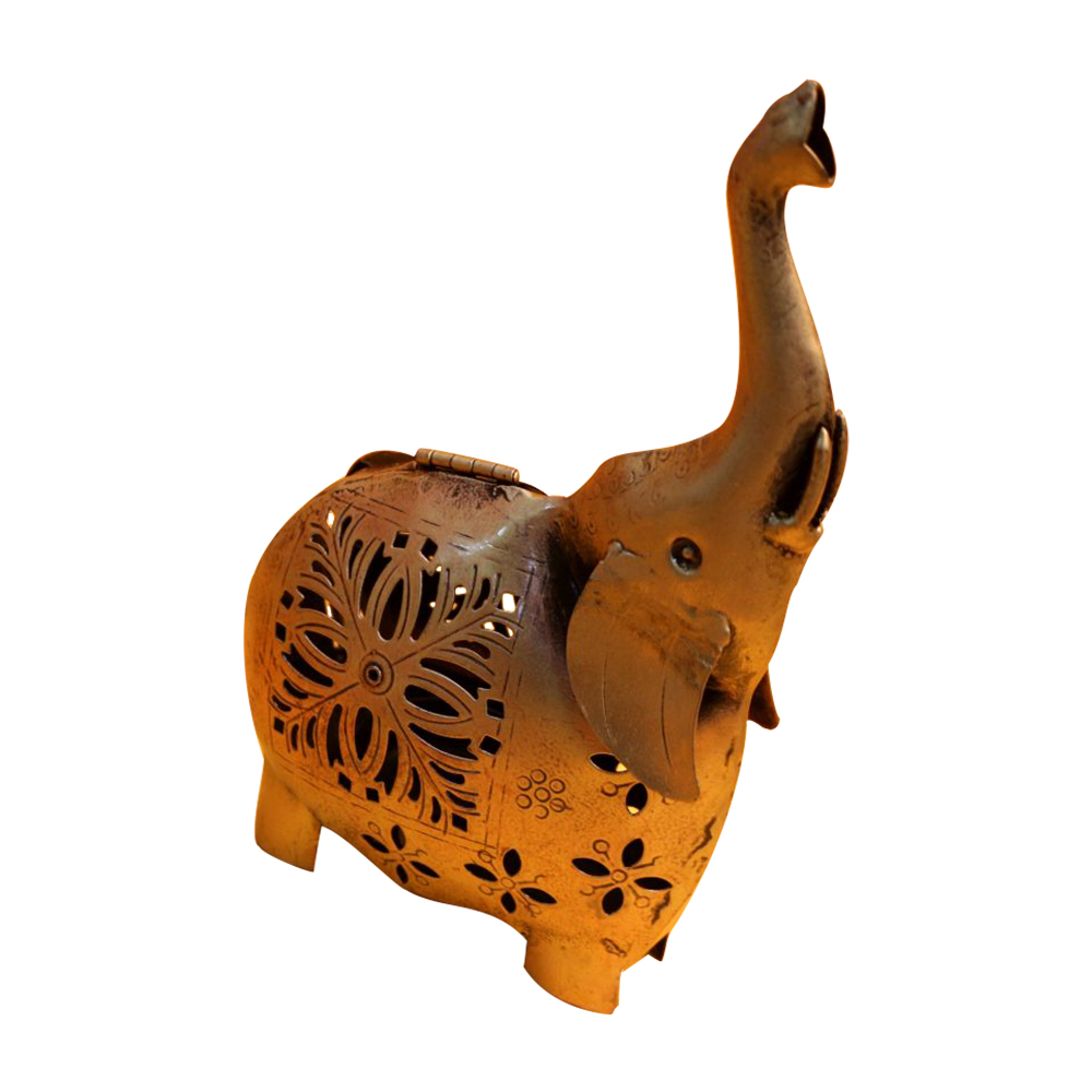 Iron Elephant Shape Tealight Candle Holder 8.5 inches